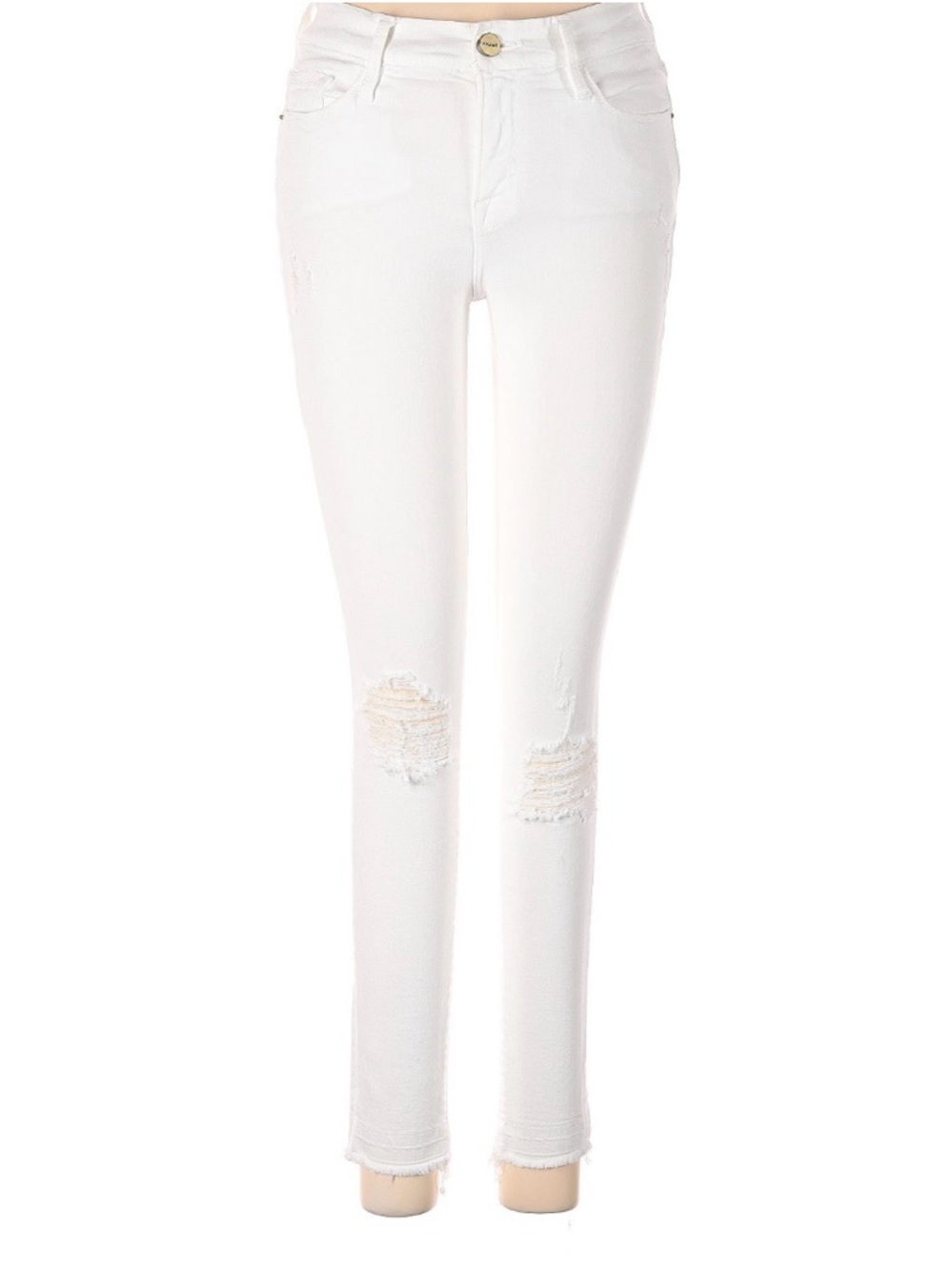 Frame Denim White Skinny Distressed Jeans